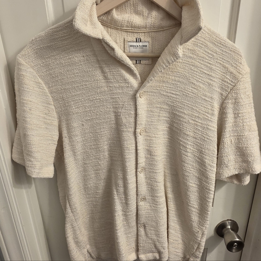 Denim & Flower Off-White Textured Shirt